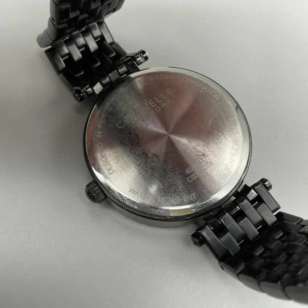 Caravelle New York 45L47 Womens Watch 38mm Black Crystals New Battery 6.75